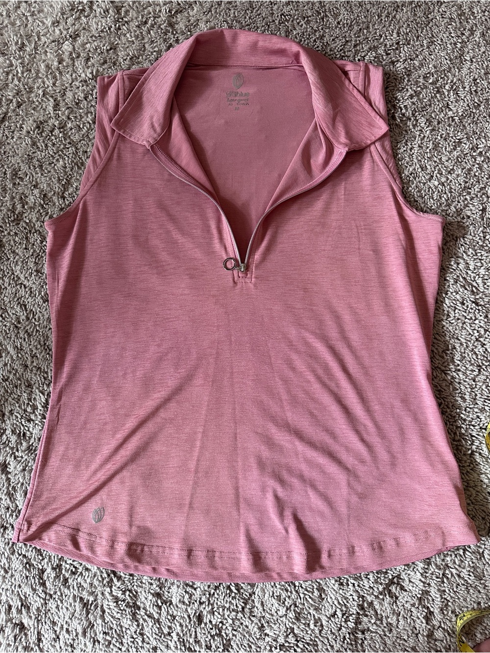 Sleeveless Pink Zip Polo Tank Top